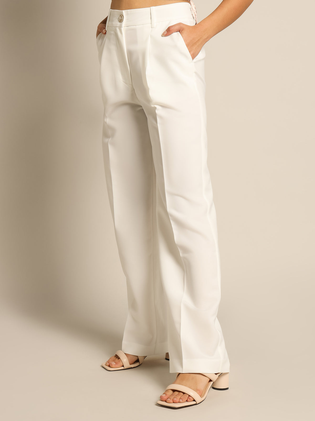Claudia Longline Tailored Pants in White