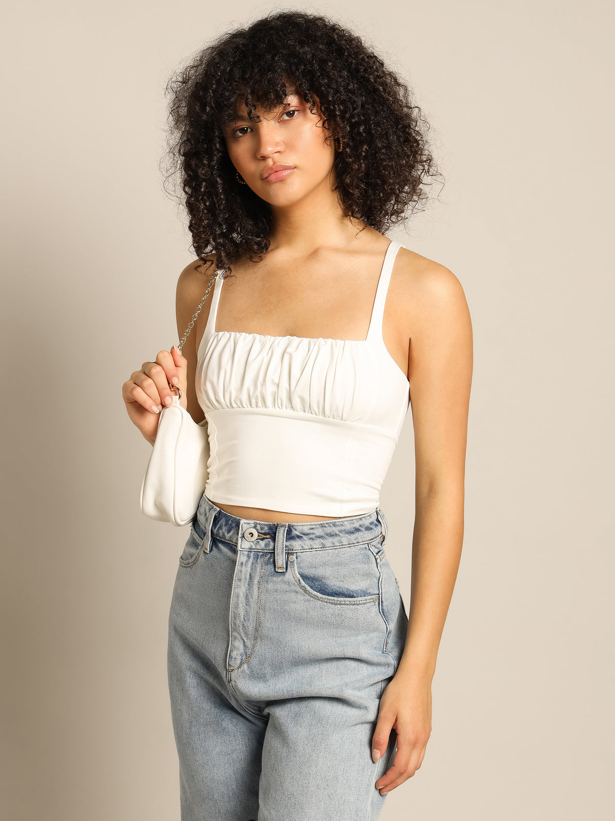 Adina Ruched Top in Off White