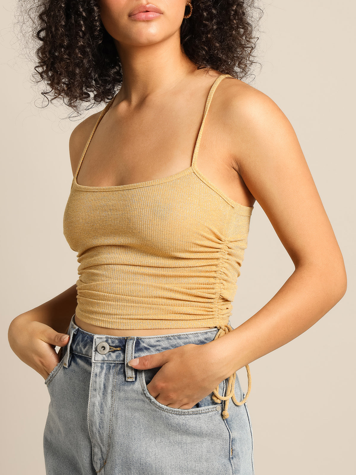 Gigi Ruched Top in Gold
