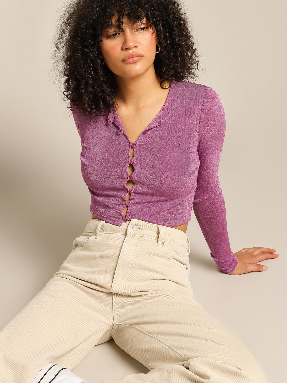 Annette Long Sleeve Top in Acai
