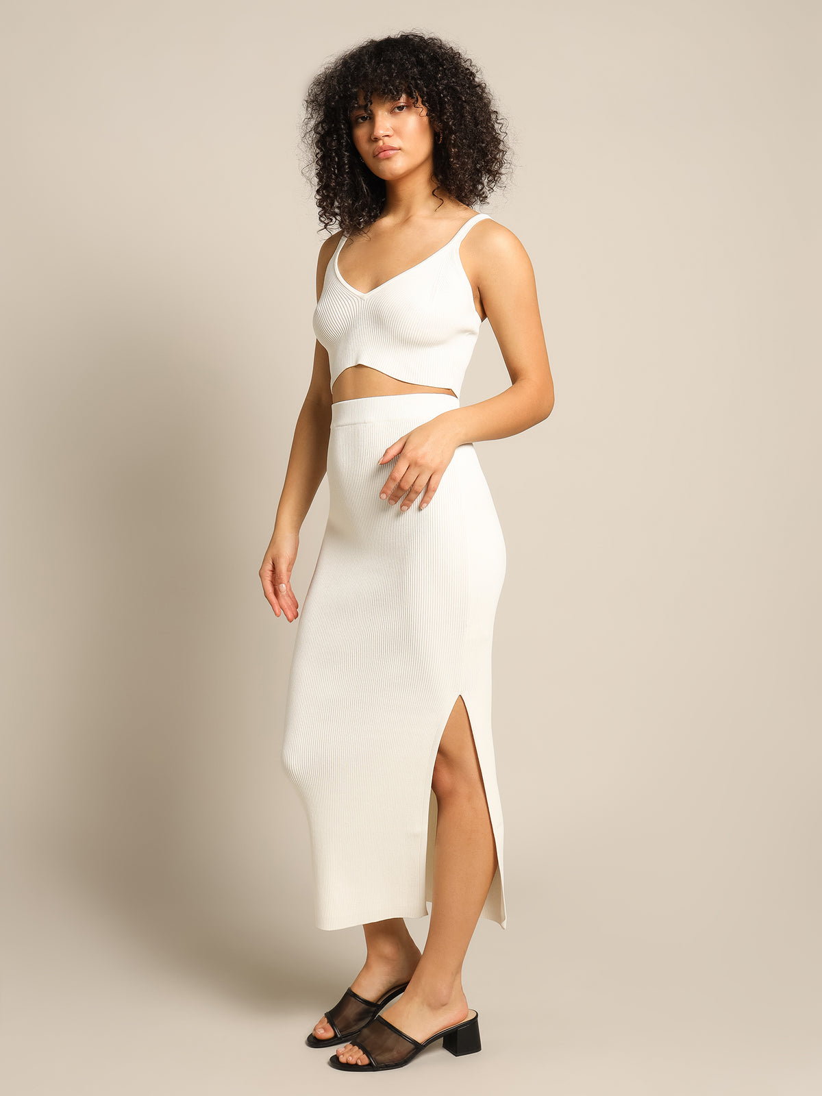 Freya Knit Skirt in Off White