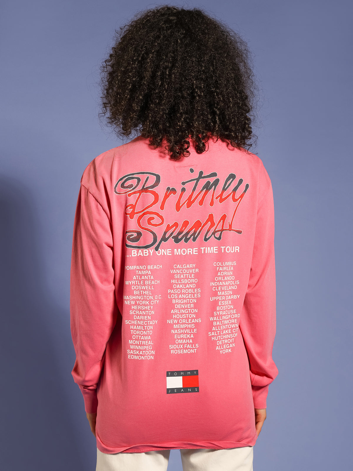 Music Revisited Britney Spears Oversized Long Sleeve T-Shirt in Pop Pink