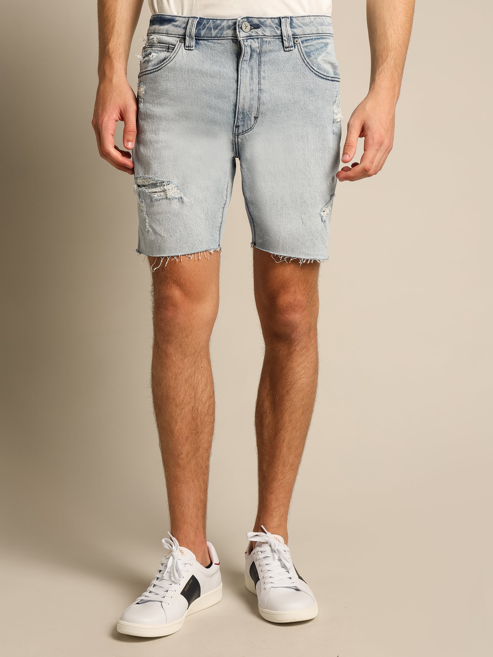 Dropped Skinny Denim Shorts