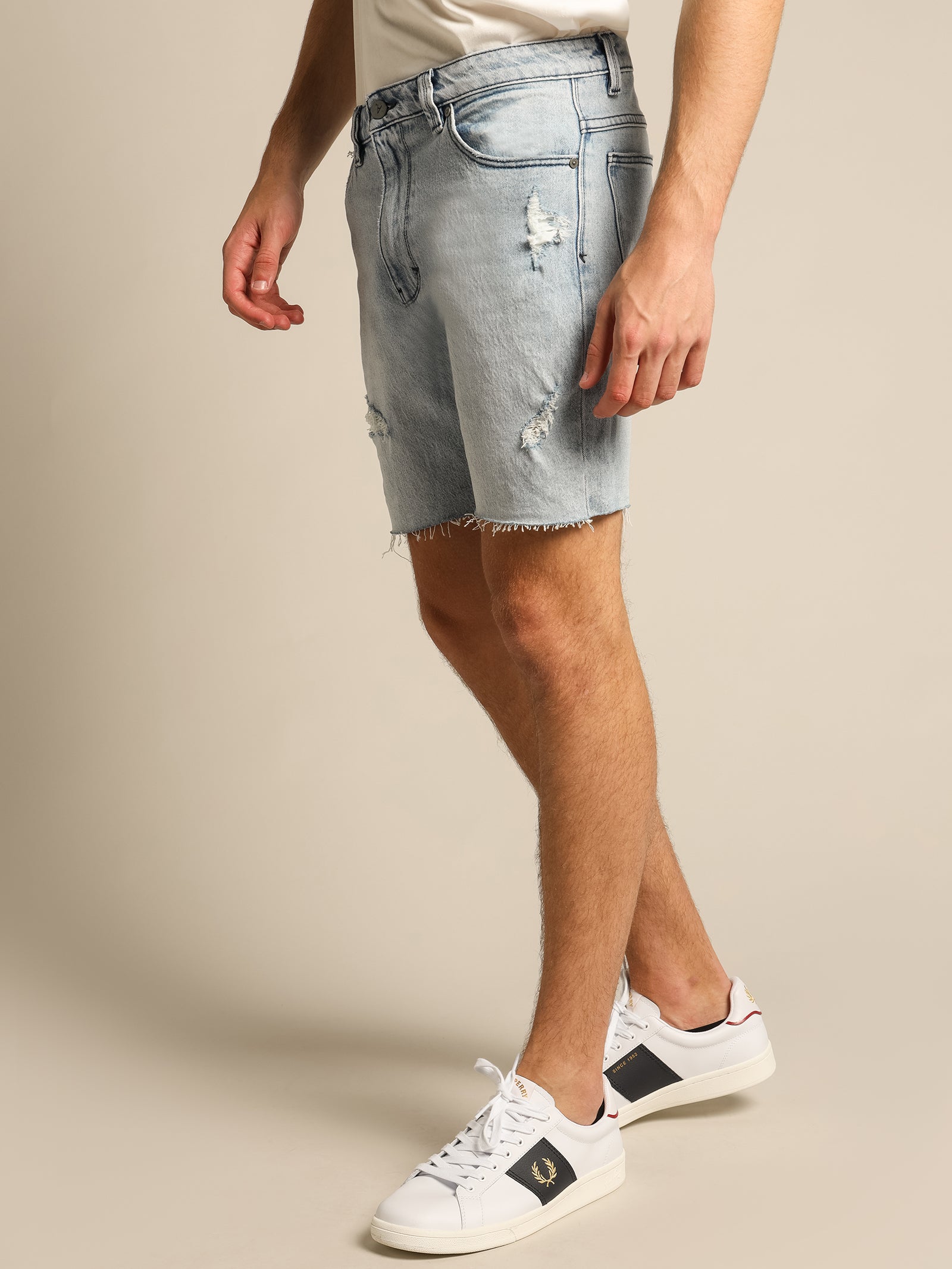 Dropped Skinny Denim Shorts