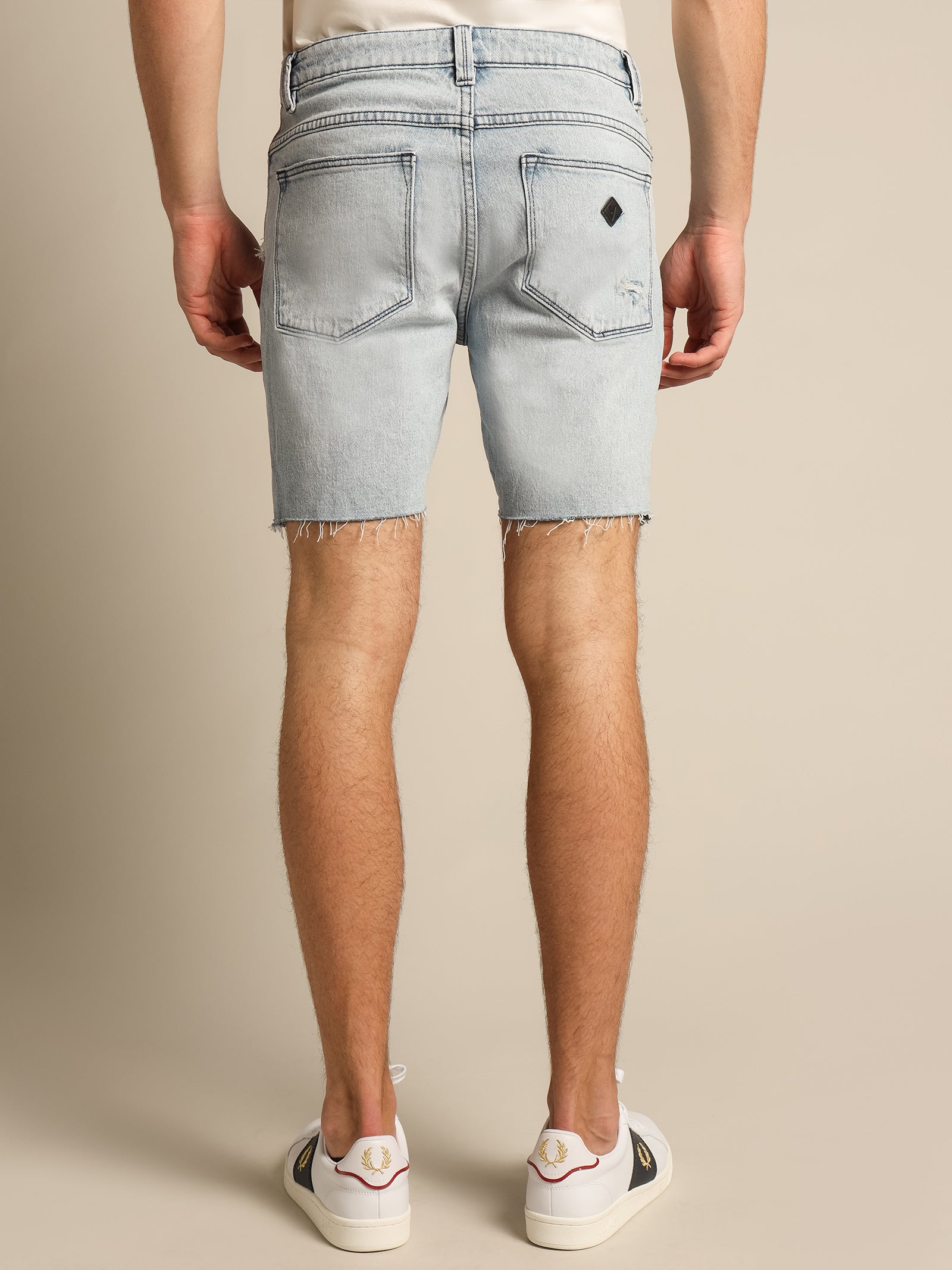 Dropped Skinny Denim Shorts
