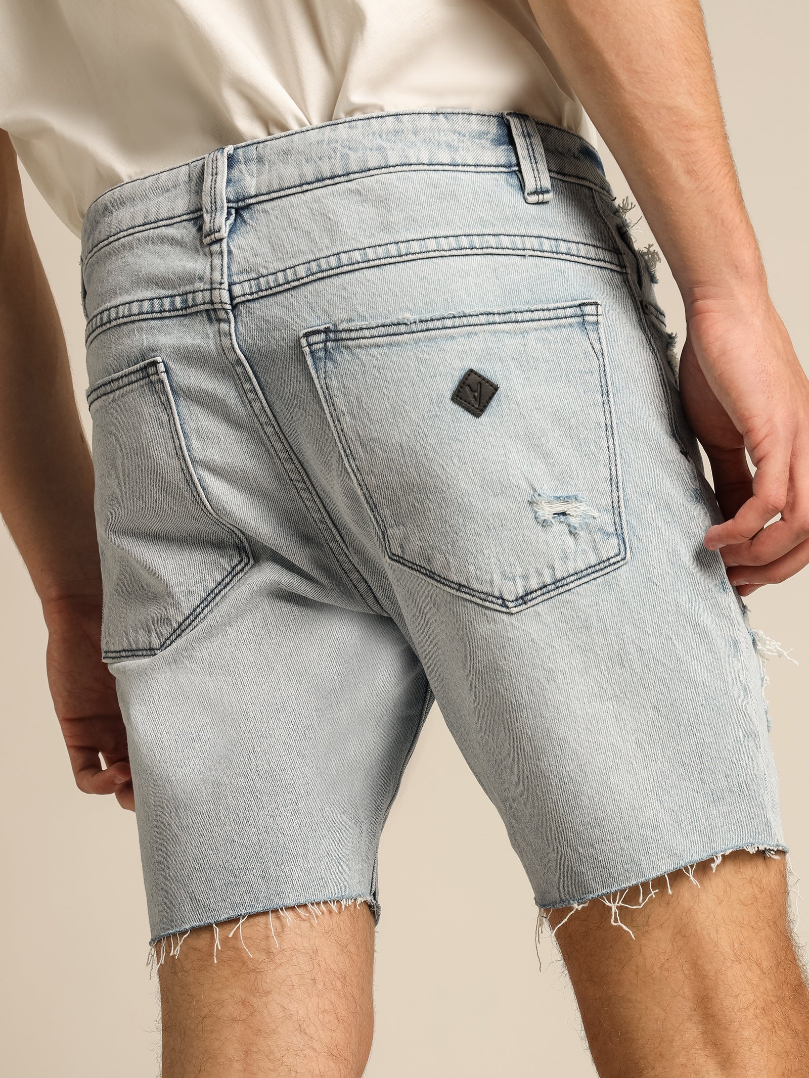 Dropped Skinny Denim Shorts