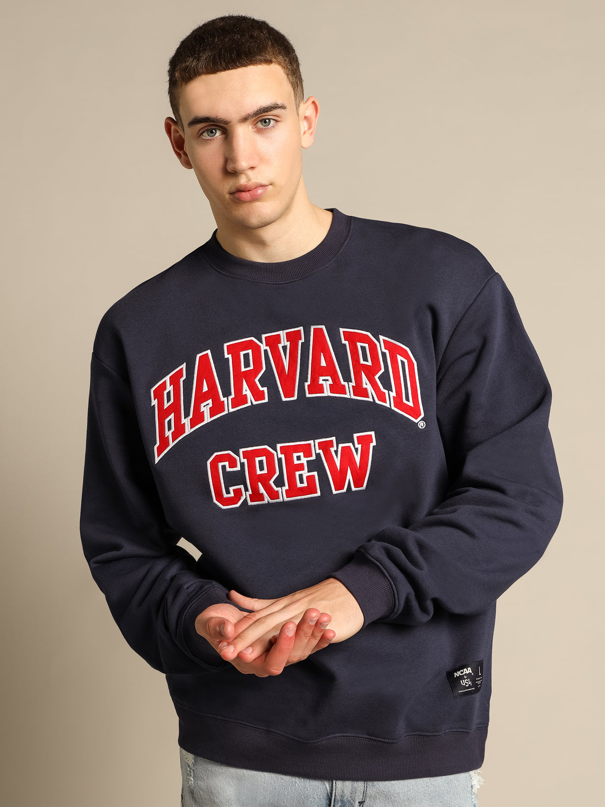 Harvard College Crew Fleece in Navy