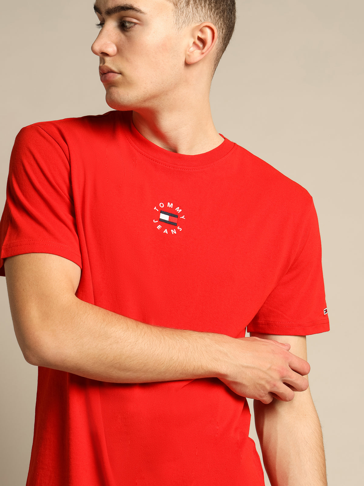 Tiny Tommy Circular Logo T-Shirt in Red