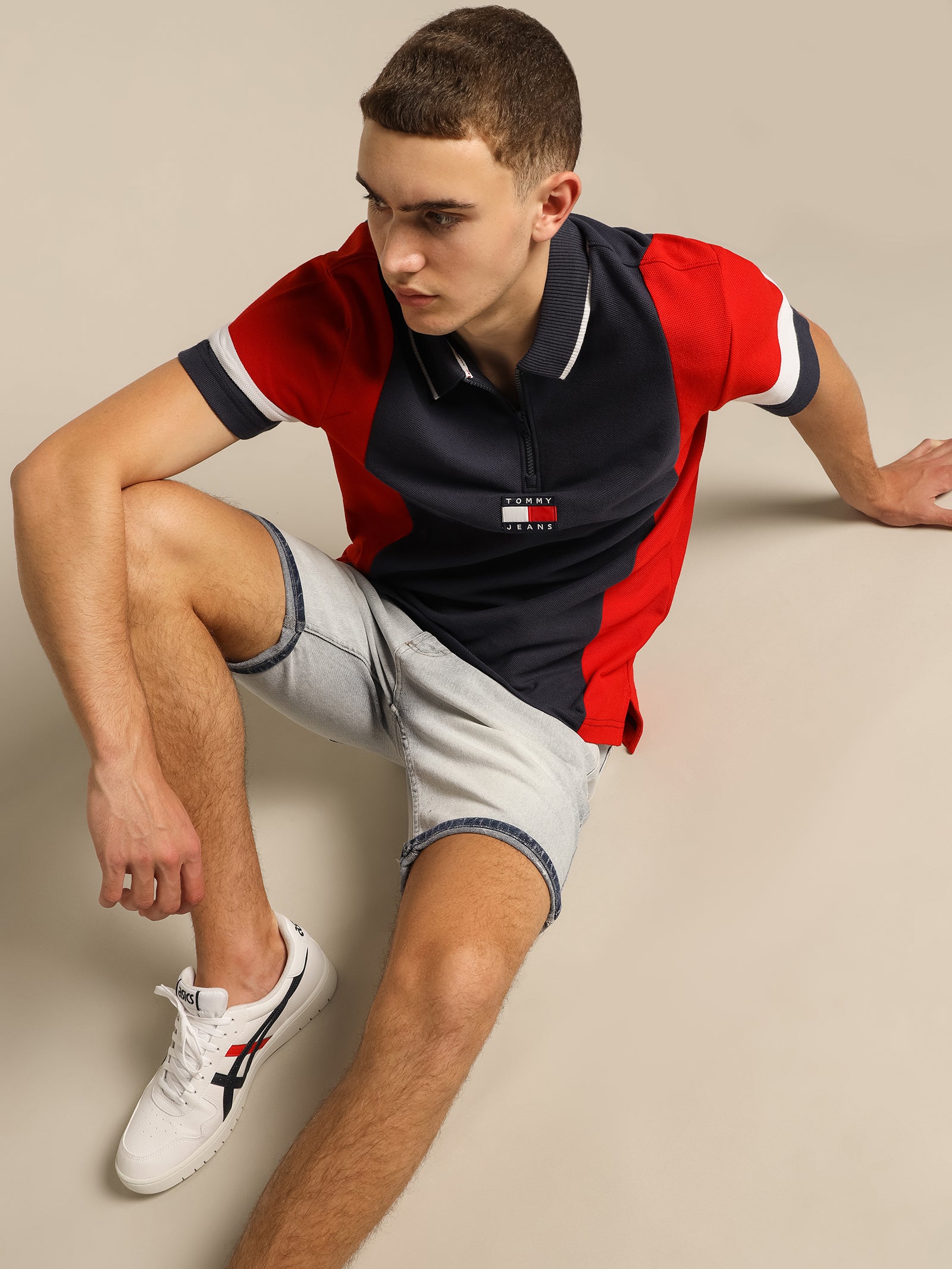 Relaxed Zip Colorblock Polo Shirt