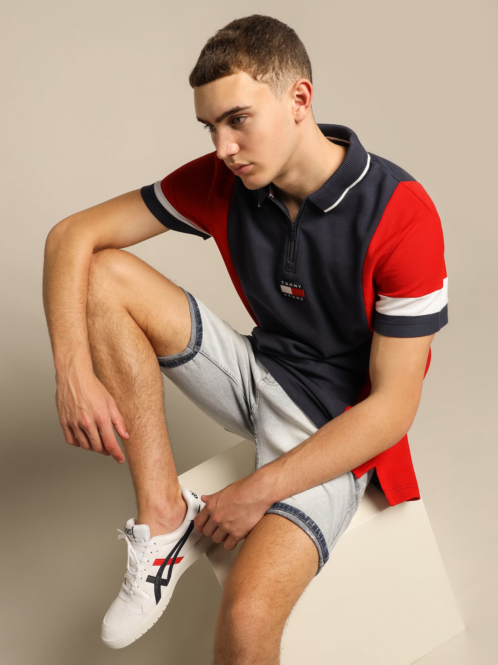 Relaxed Zip Colorblock Polo Shirt
