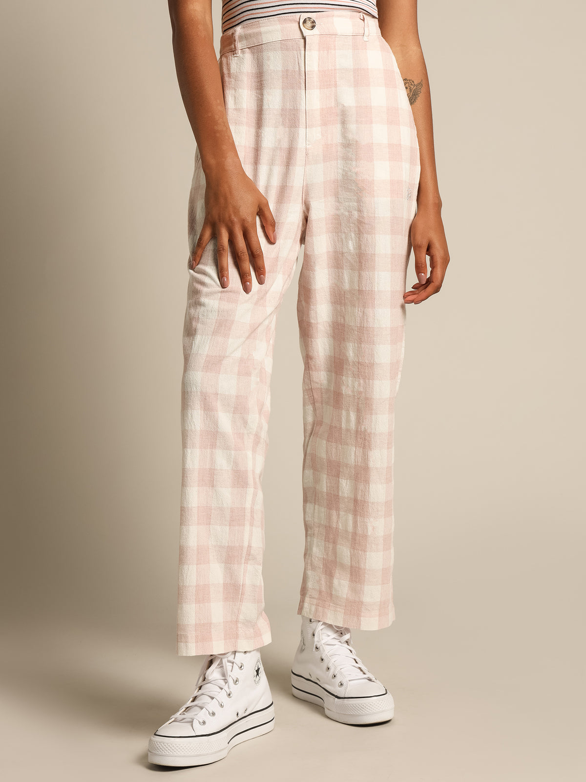 Marion Check Pants in USA Pink