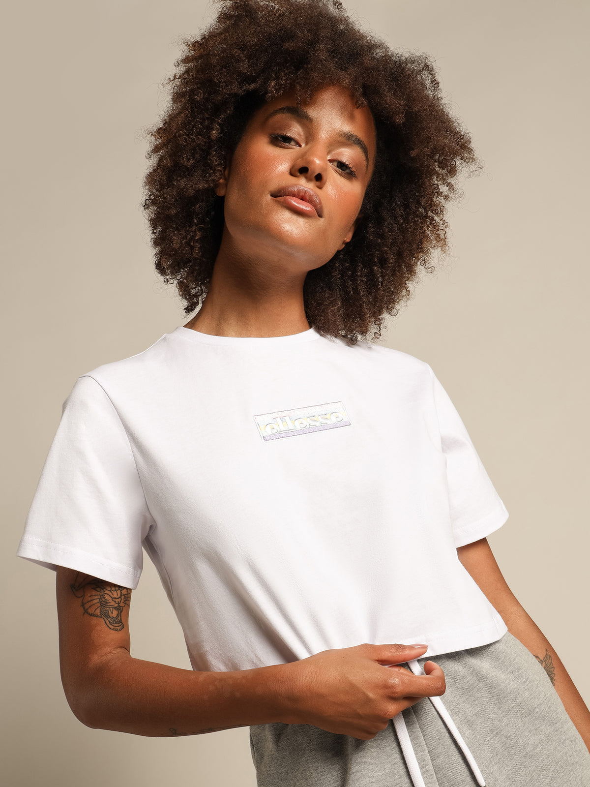 Hildan Crop T-Shirt in White