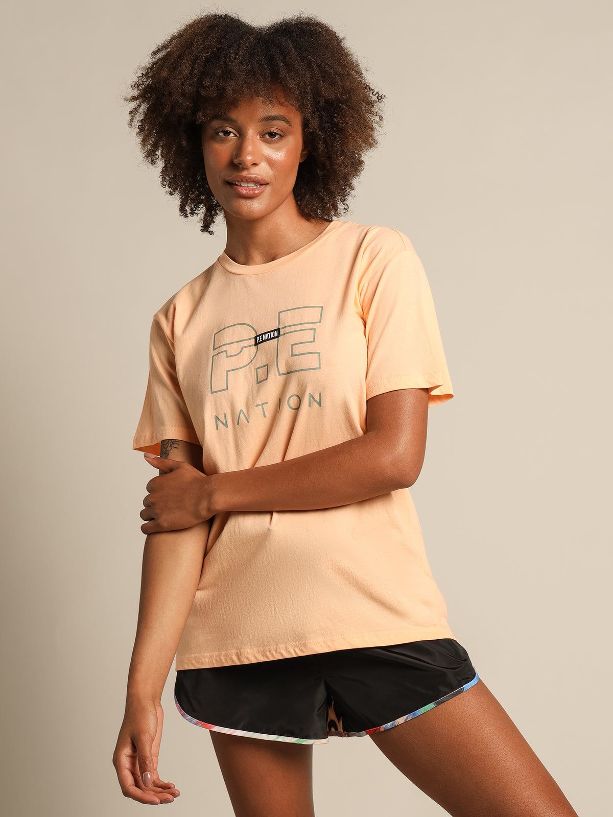 Heads Up T-Shirt in Pastel Peach