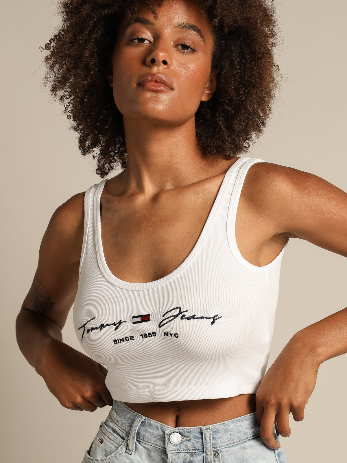 Tommy Hilfiger Script Linear Singlet | White