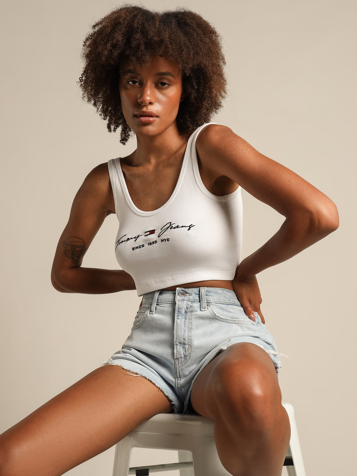 Tommy Hilfiger Script Linear Singlet | White