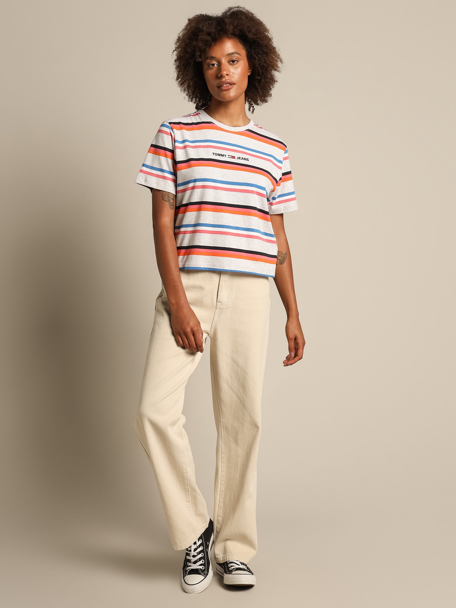 Boxy Crop Stripe T-Shirt