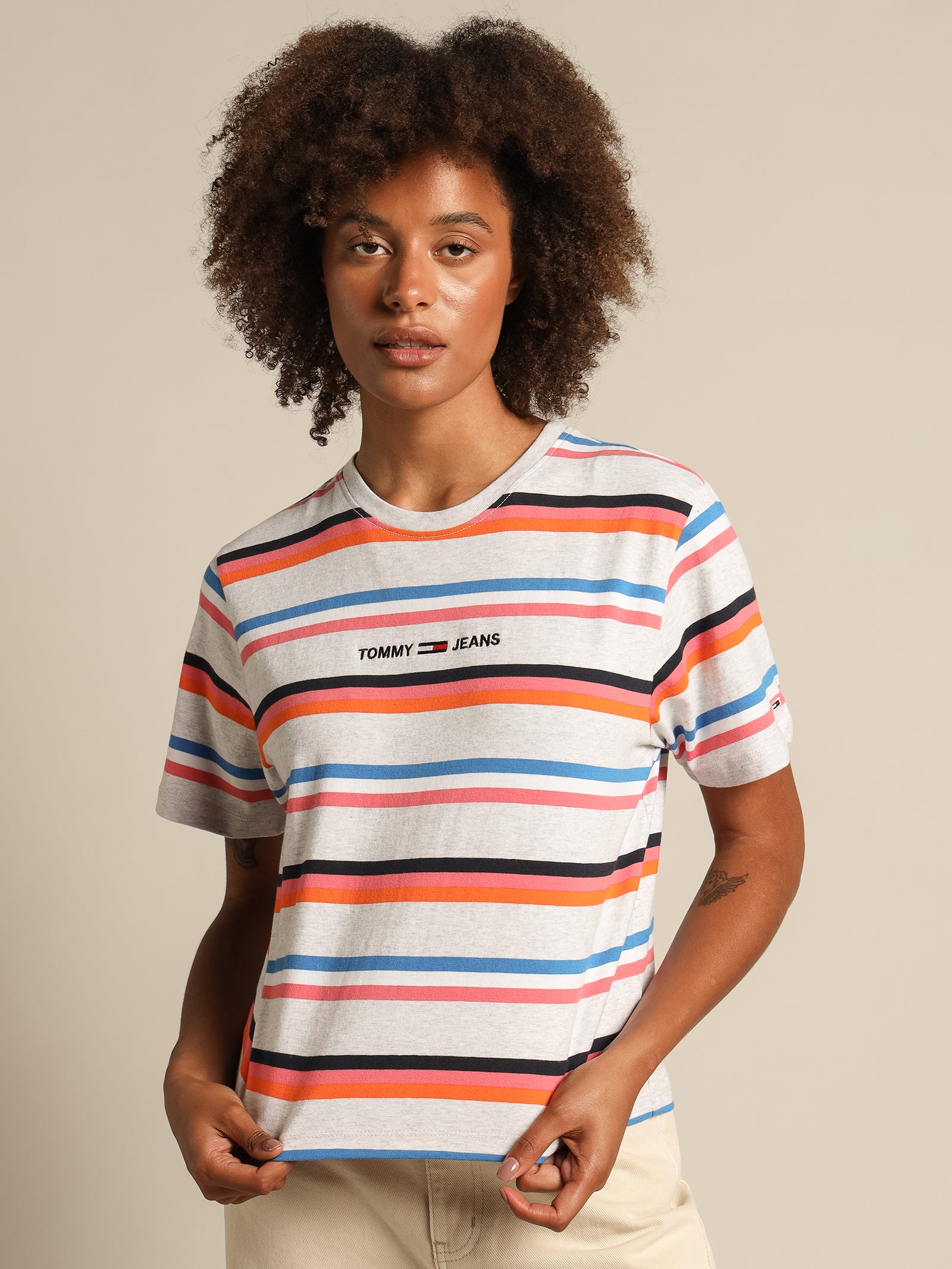 Boxy Crop Stripe T-Shirt