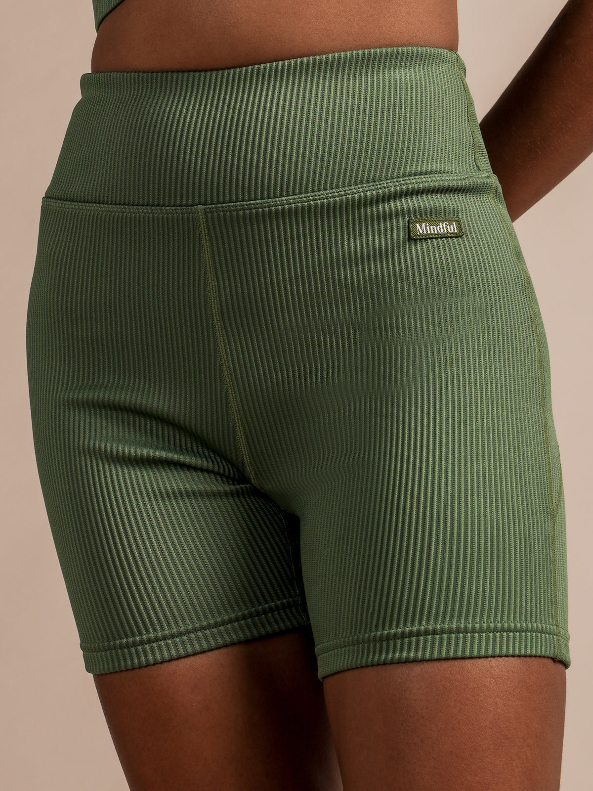 Ribbed Comfort Bike Shorts in Green
