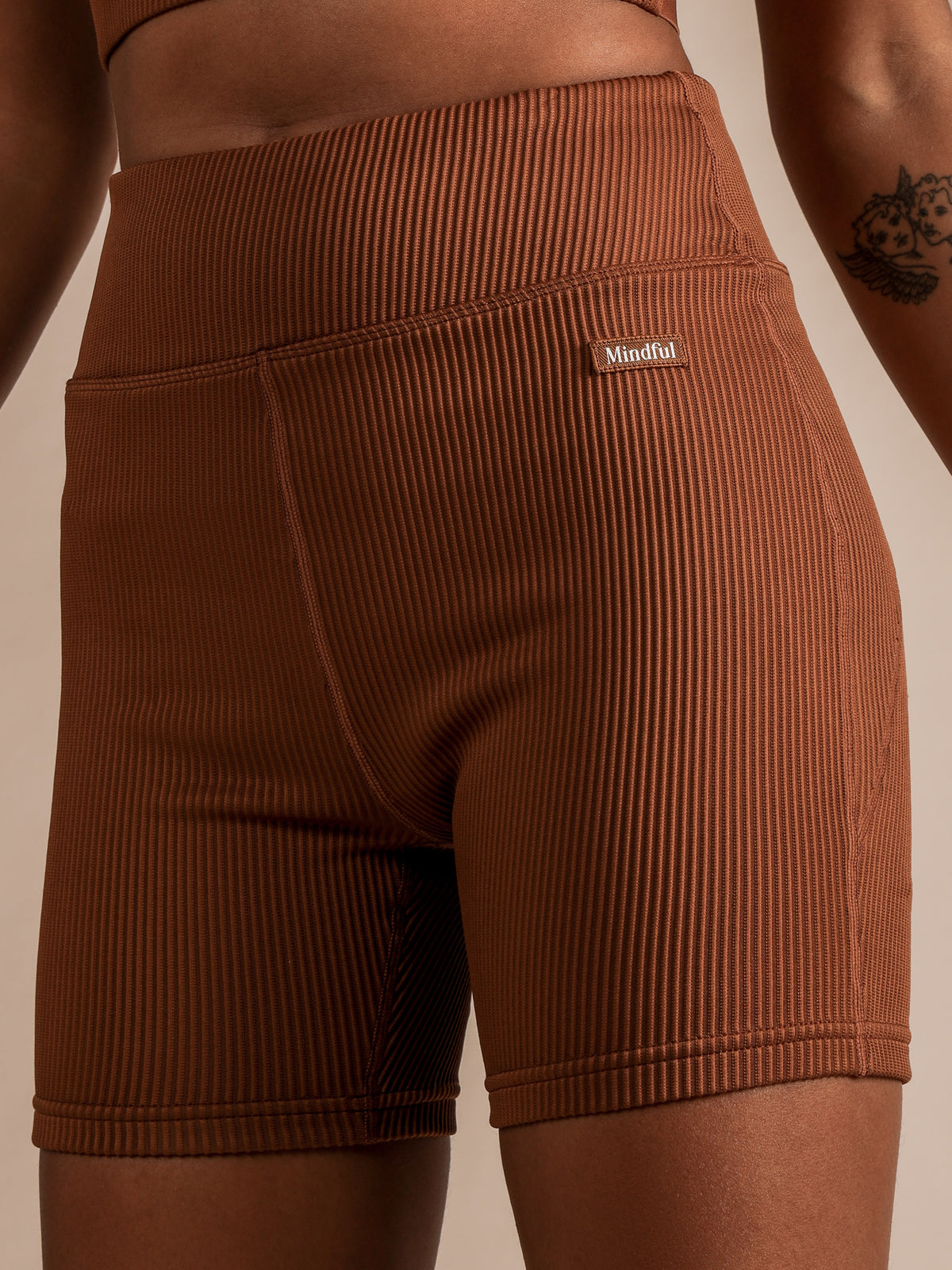 Ribbed Comfort Bike Shorts in Brown