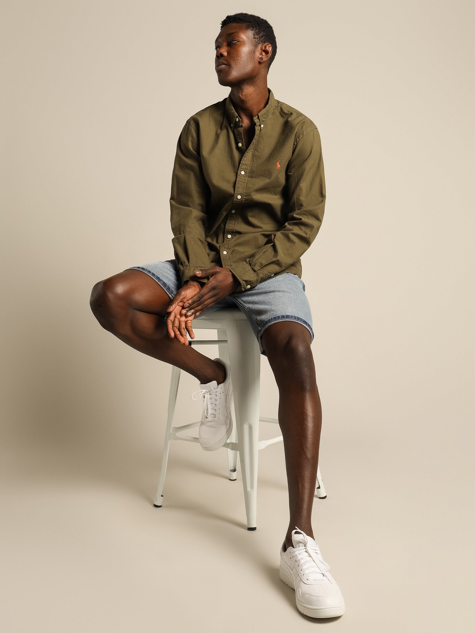 Logo Embroidered Long Sleeve Shirt