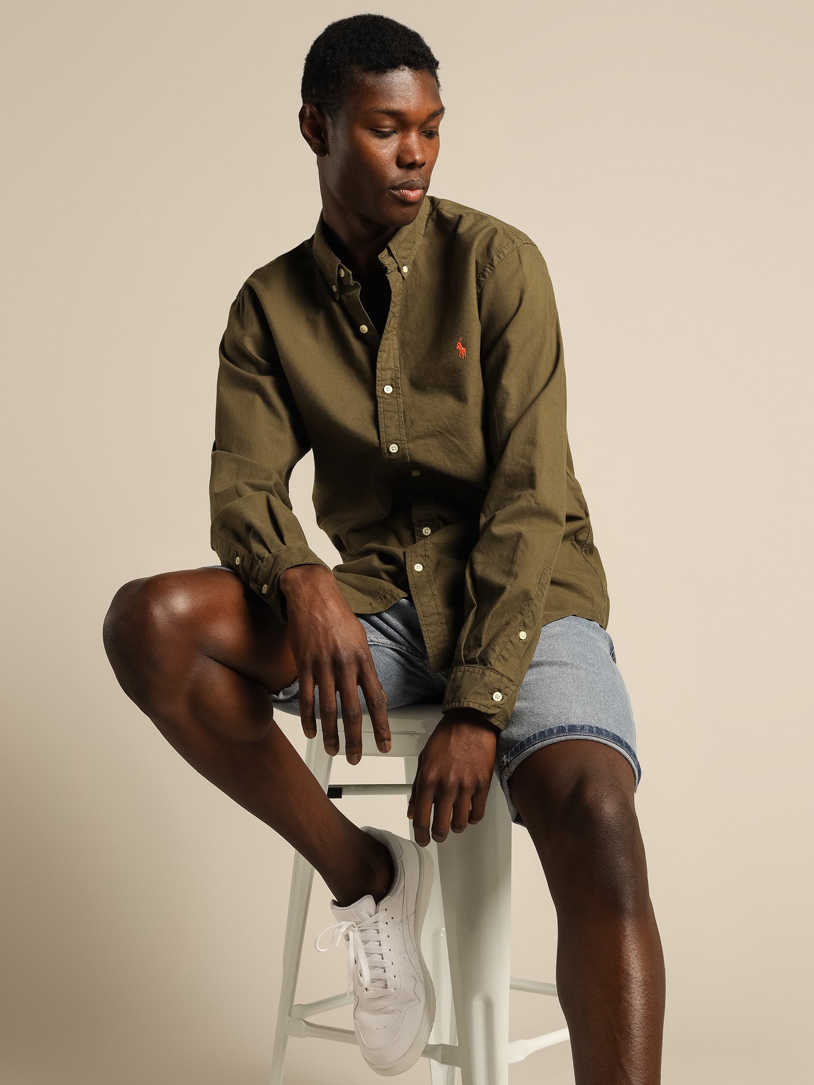 Logo Embroidered Long Sleeve Shirt