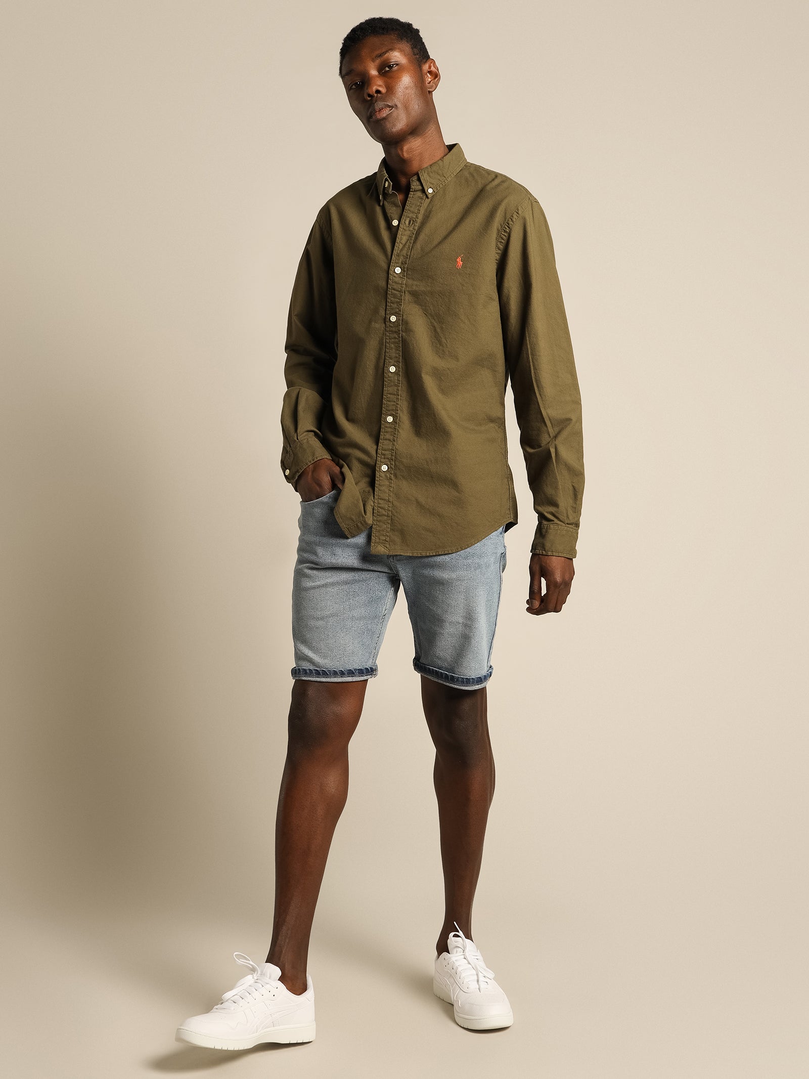 Logo Embroidered Long Sleeve Shirt