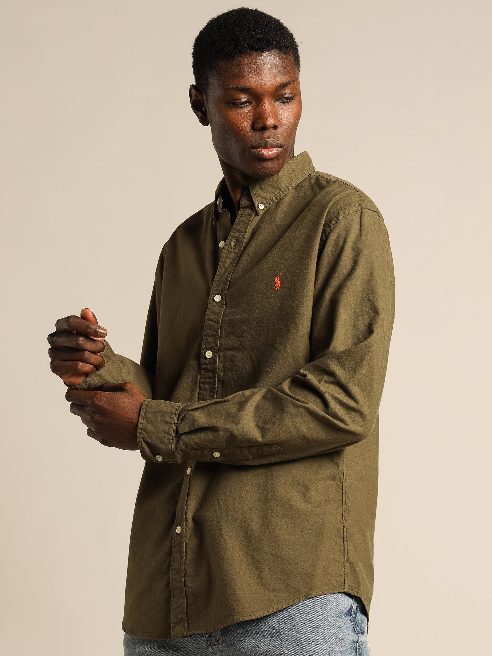 Logo Embroidered Long Sleeve Shirt