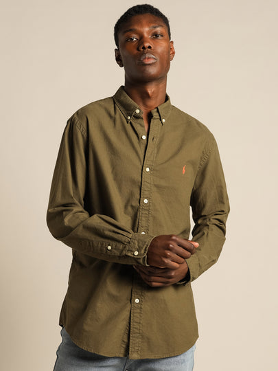 Logo Embroidered Long Sleeve Shirt