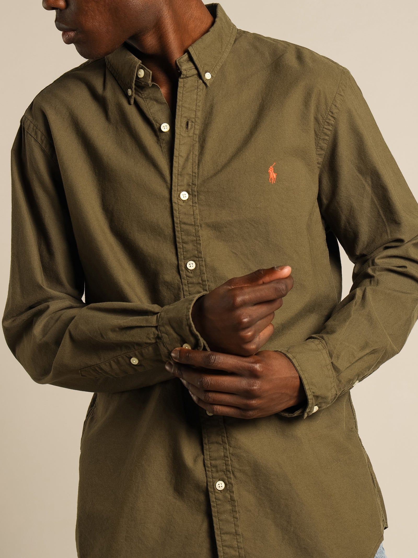 Logo Embroidered Long Sleeve Shirt