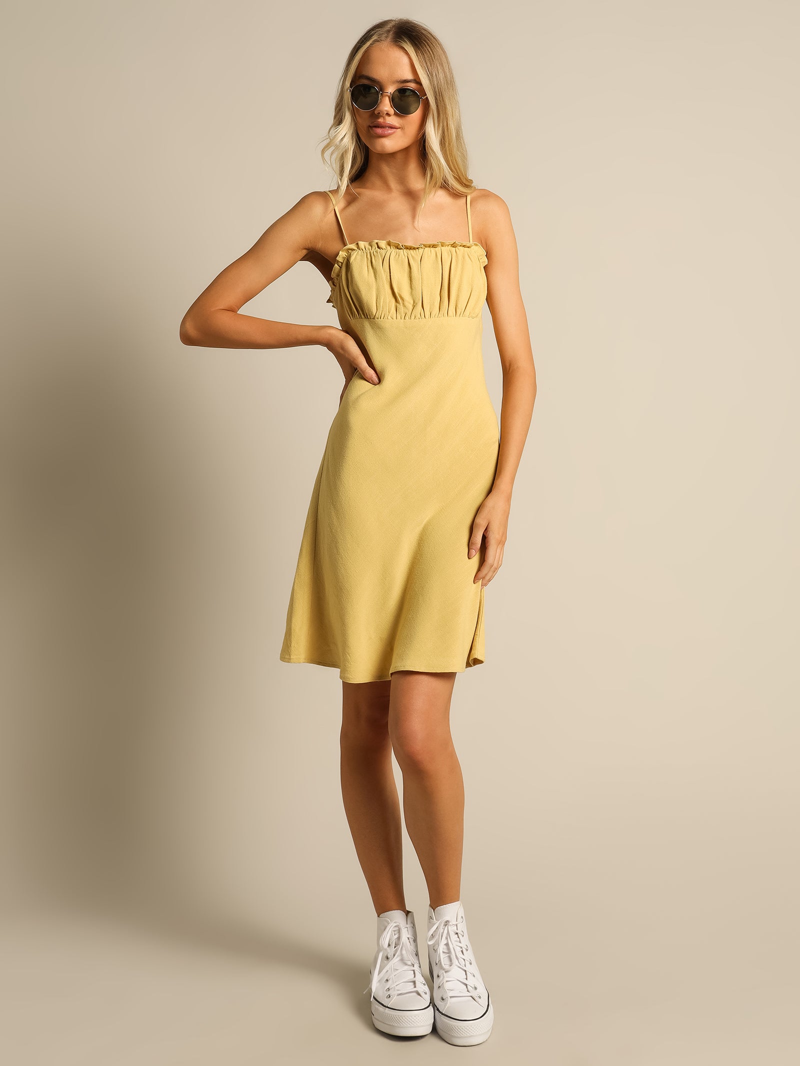 Celia Mini Dress in Lemon