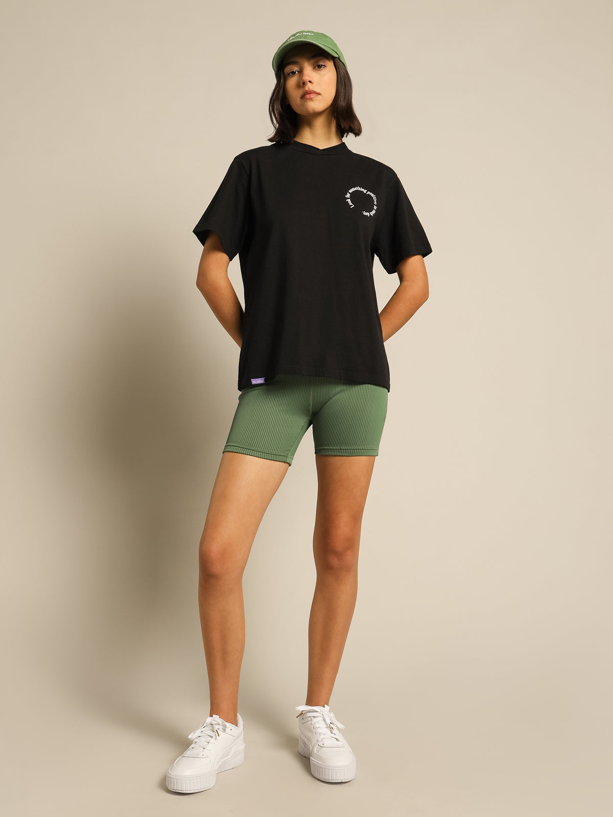 Positive Relaxed-Fit T-Shirt in Black