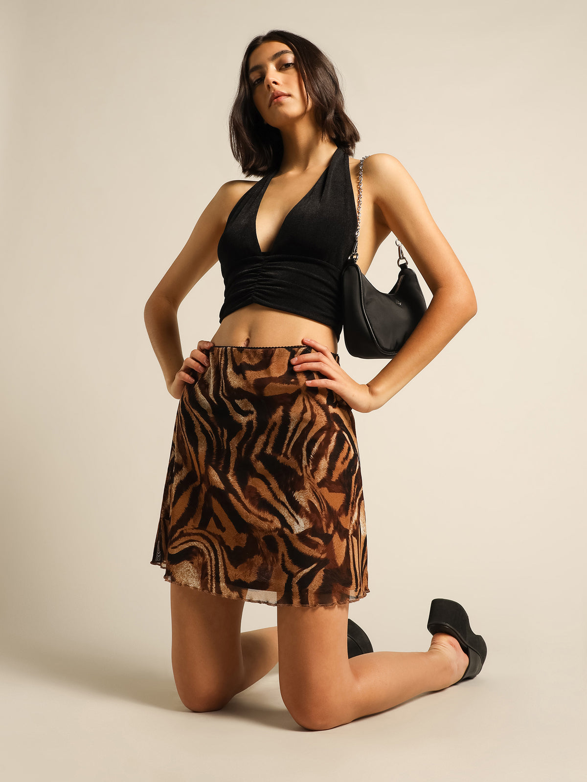 Tigra Mesh Skirt in Tiger Print