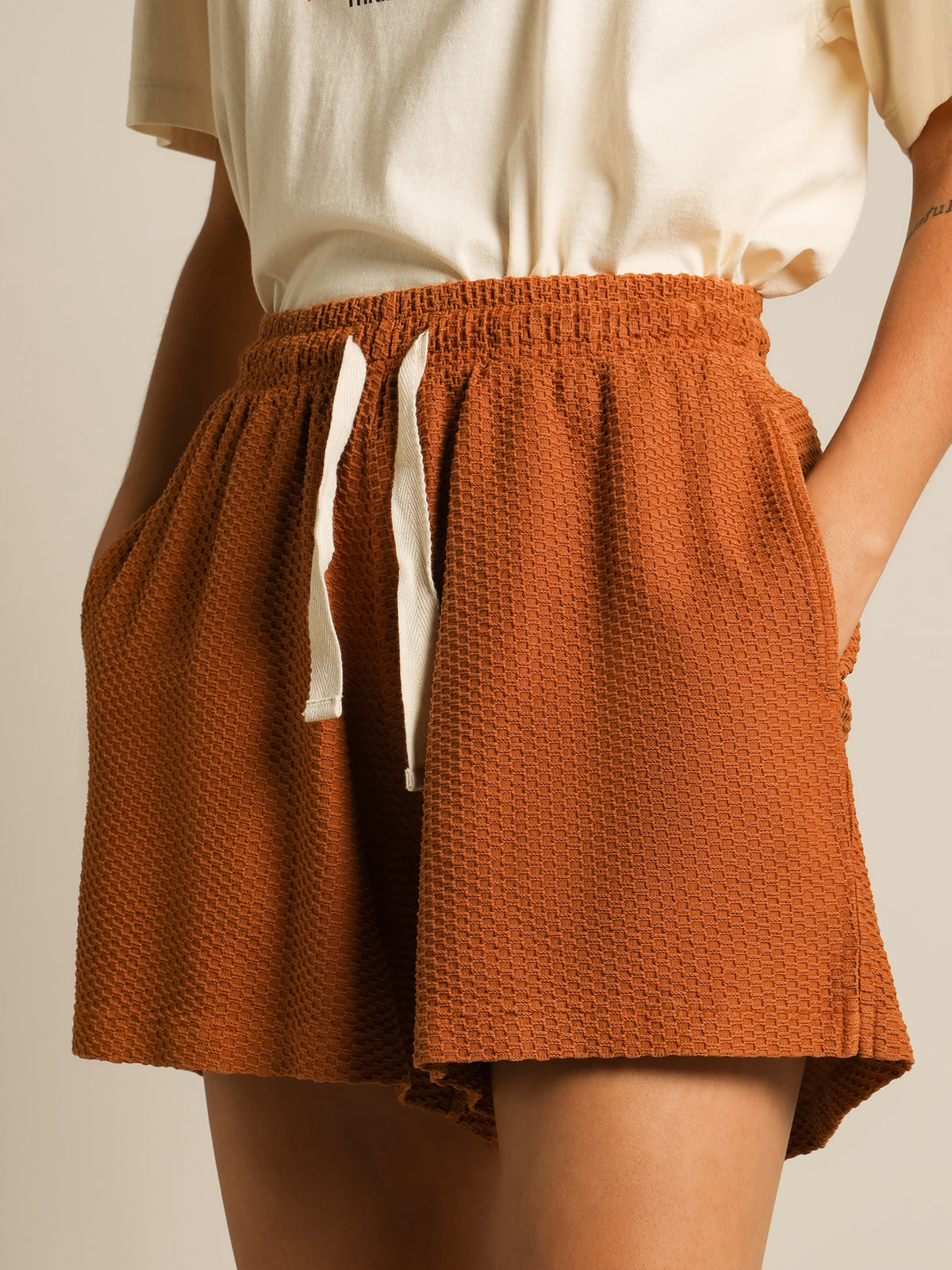 Honeycomb Field Shorts in Spice Brown