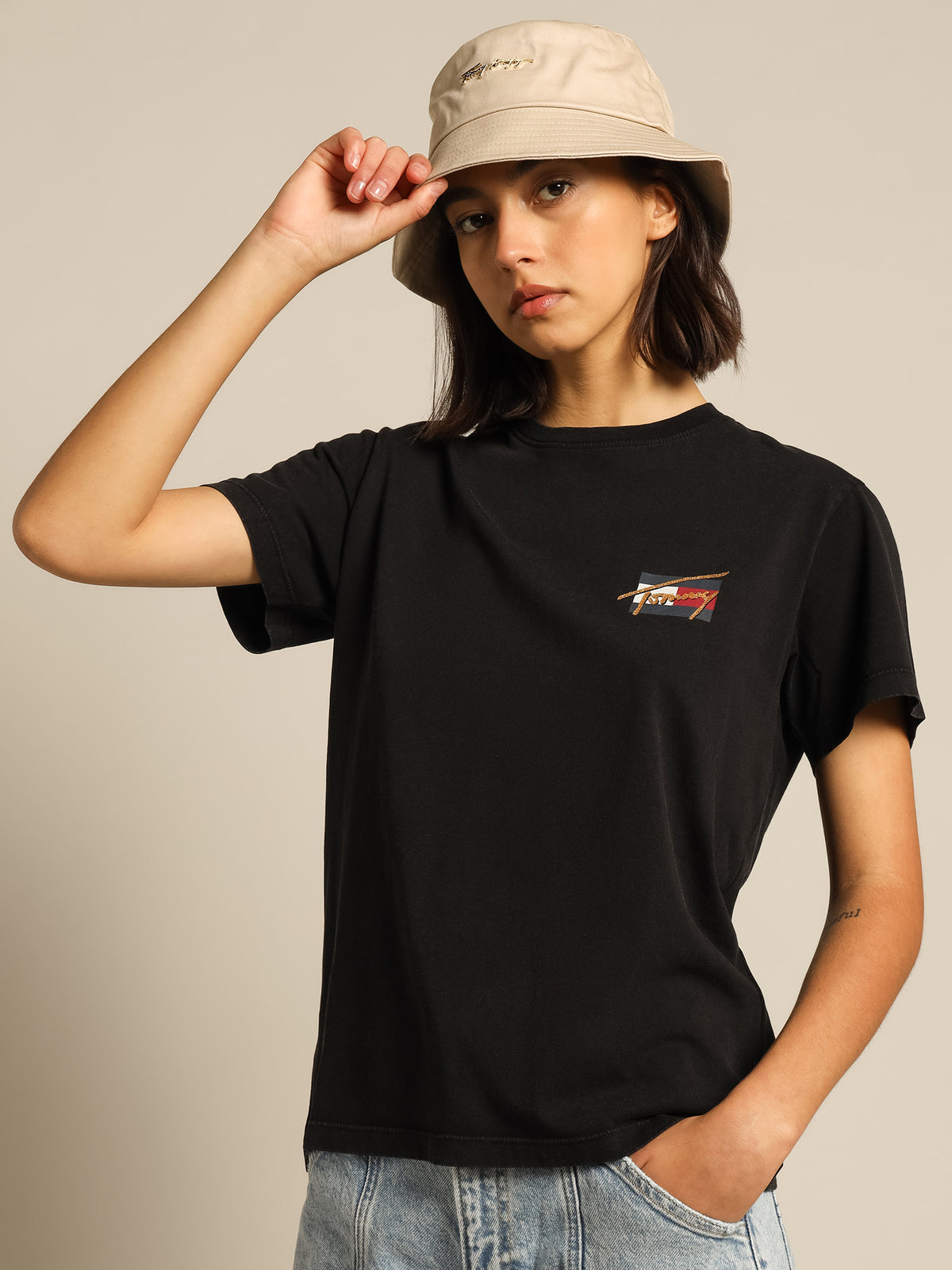 Relaxed Vintage Bronze T-Shirt in Black