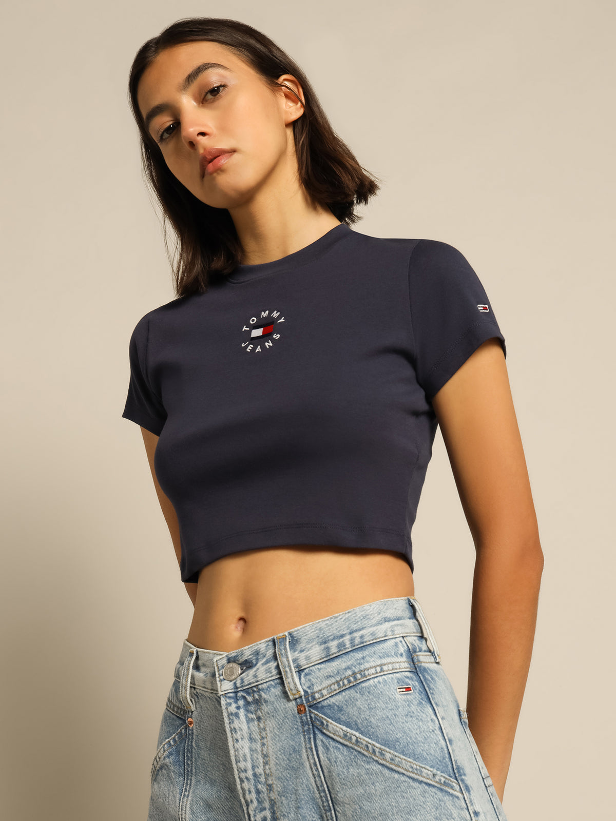 Baby Crop T-Shirt in Twilight Navy