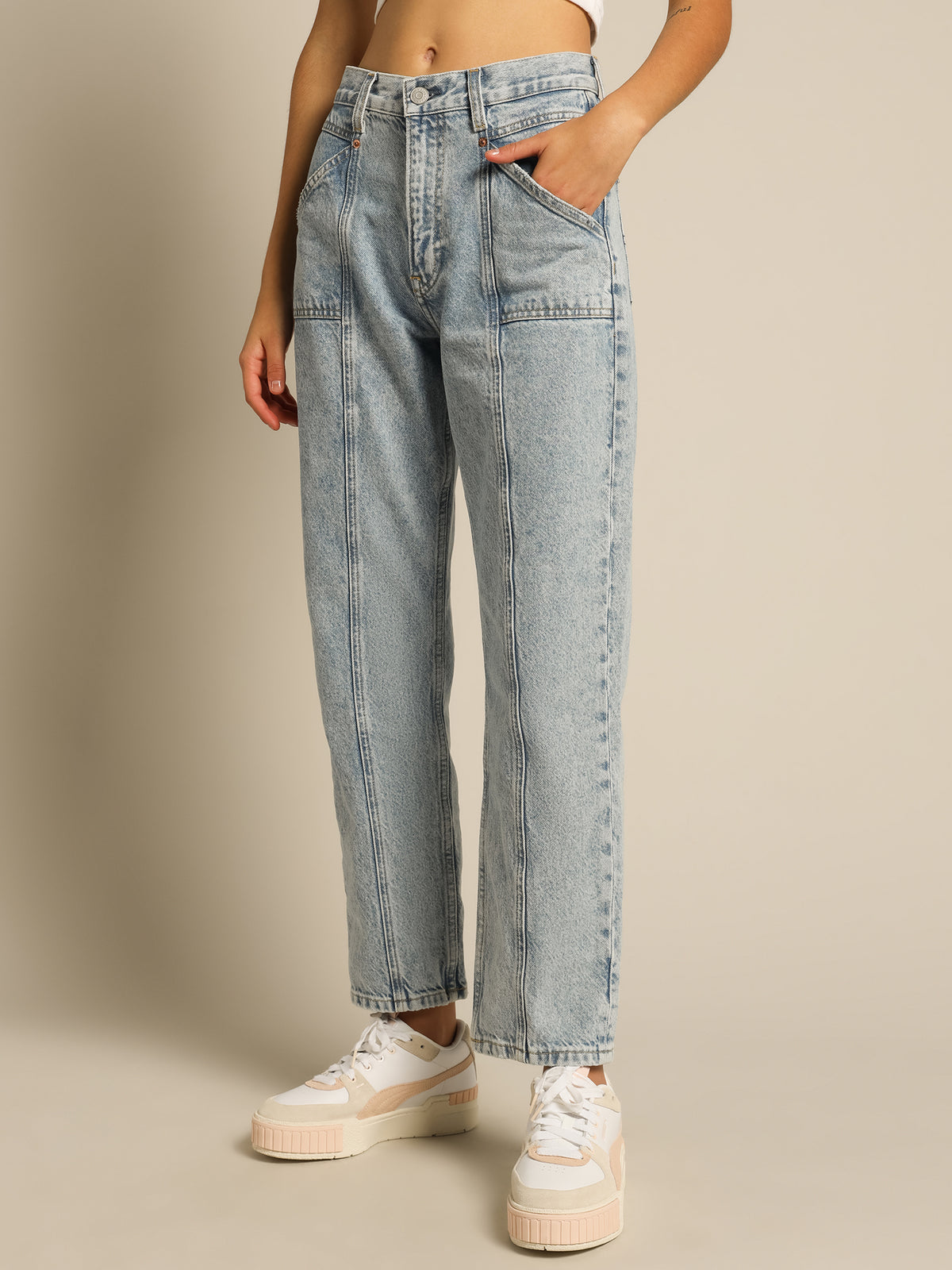 Harper High Rise Straight Jeans in Light Denim