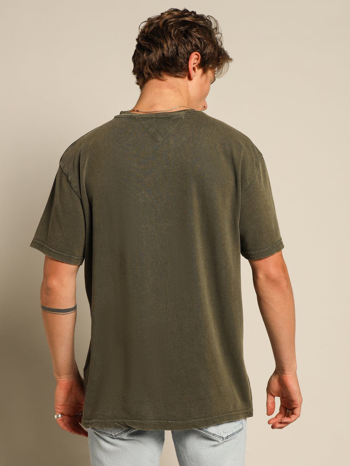 Linear Logo T-Shirt in Dark Olive Green