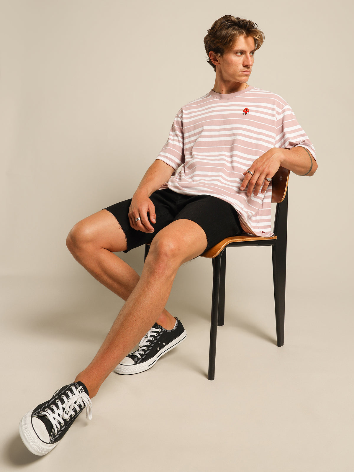 Stay Loose T-Shirt in Pink Lilac Stripe