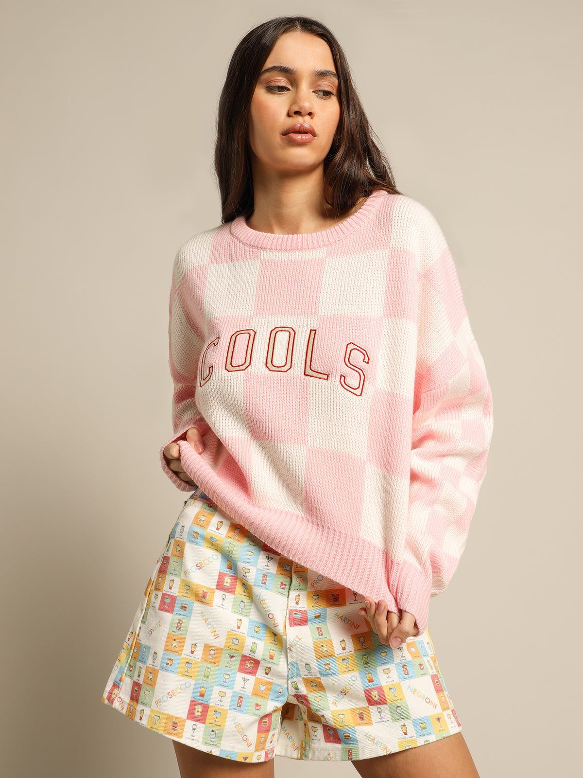 Cools Club College Knit | Pink Check