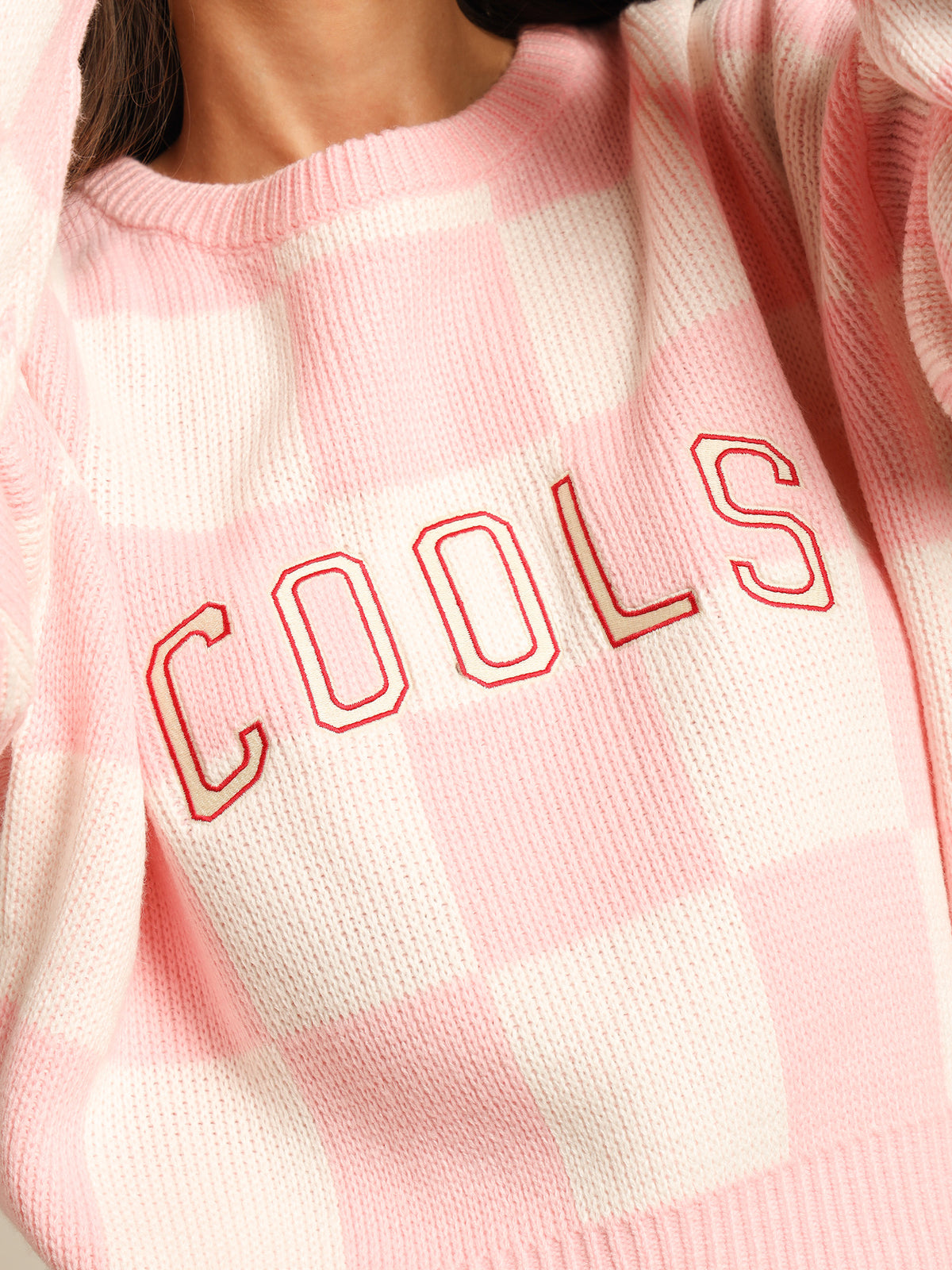 Cools Club College Knit | Pink Check