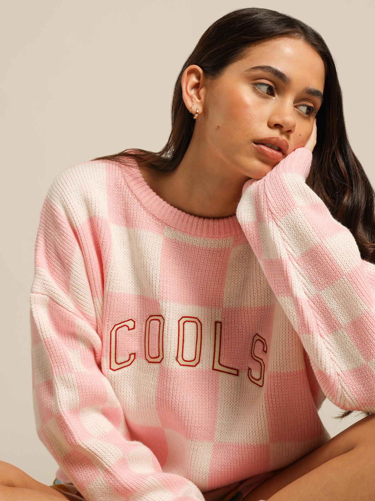 Cools Club College Knit | Pink Check