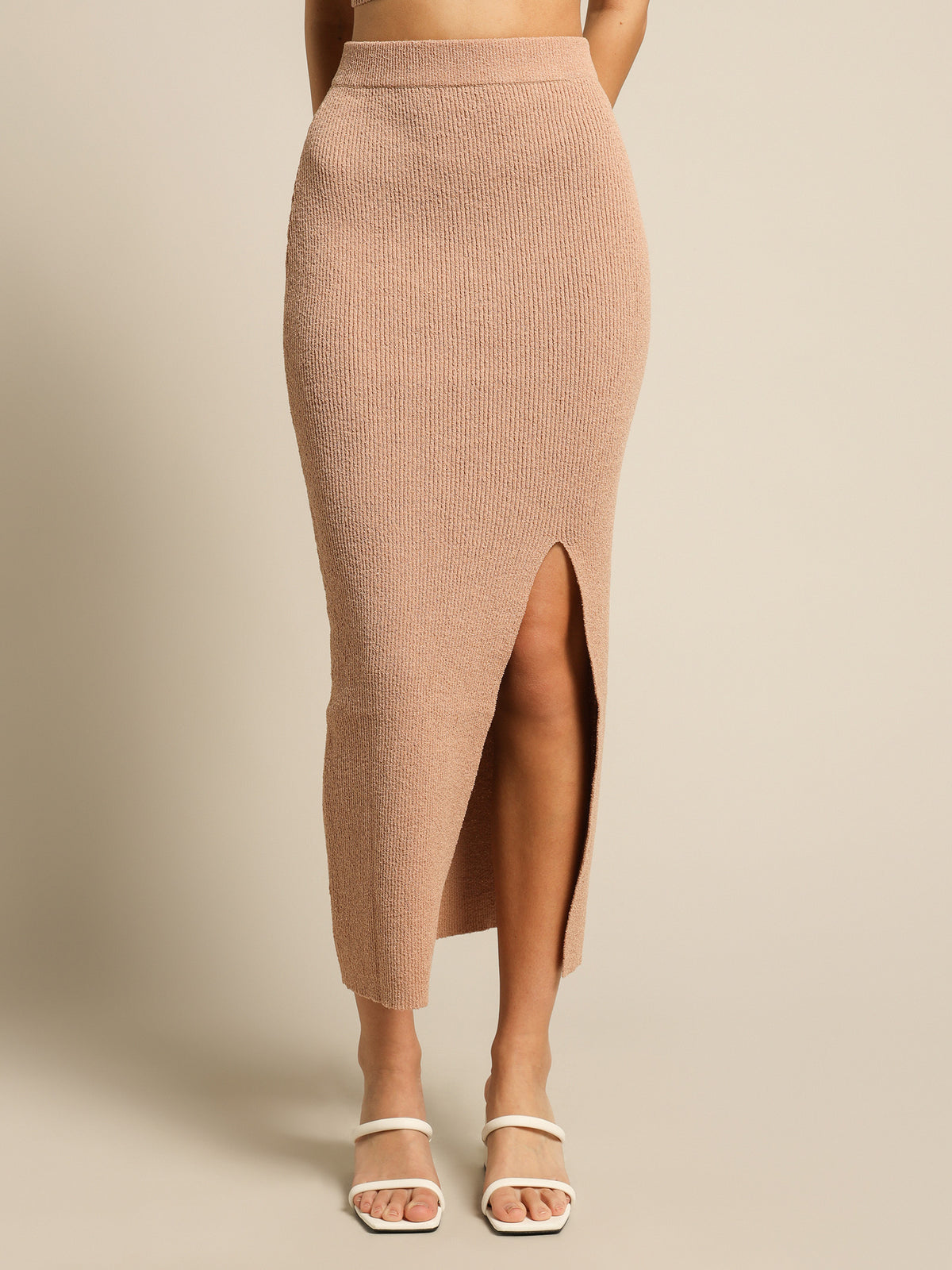 Krista Knit Skirt in Peach