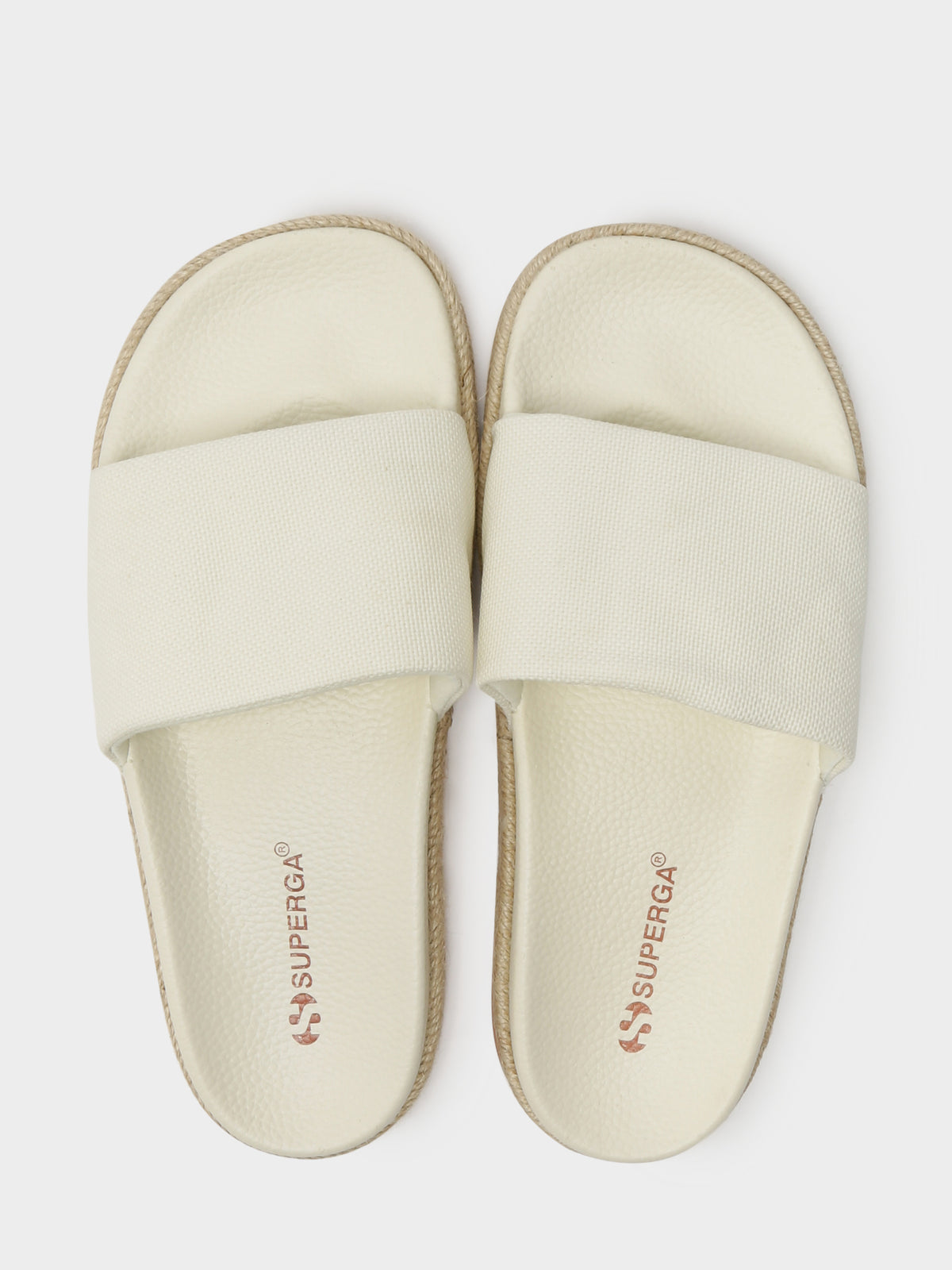 Womens 1908 Organic Canvas Rope Slides in Beige