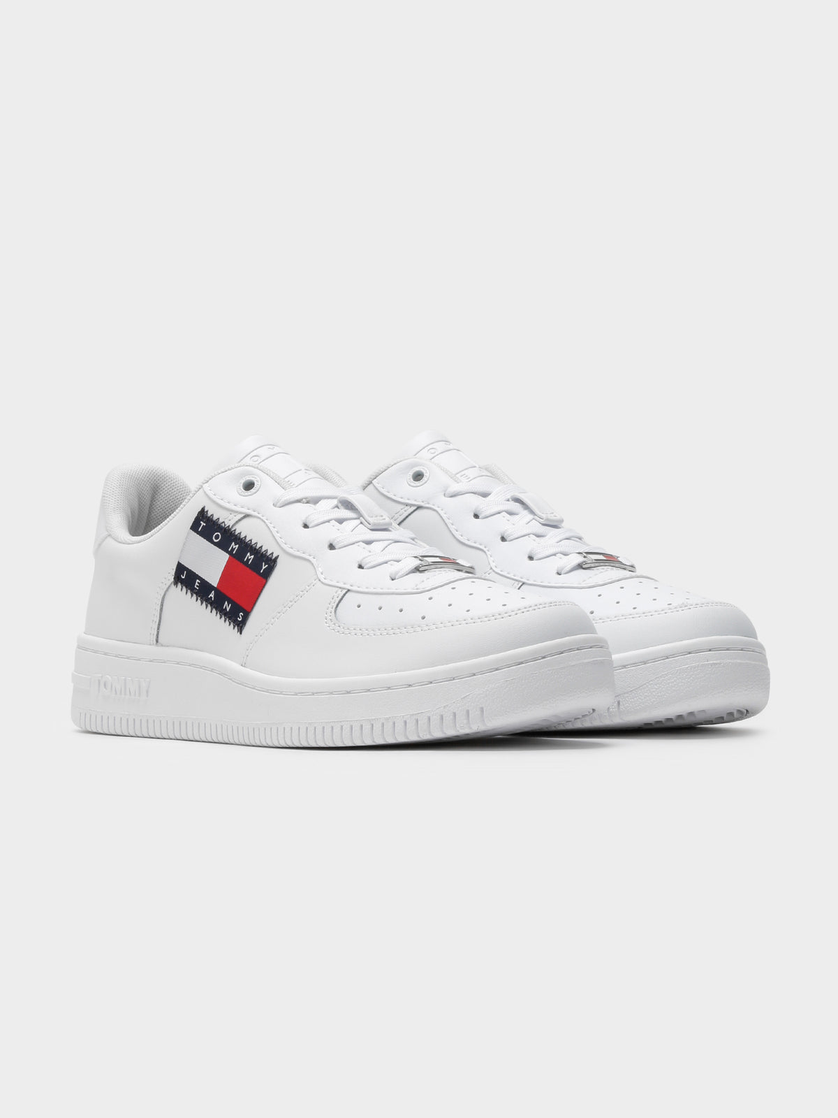 Womens Low Cut Flag Basket Sneaker in White