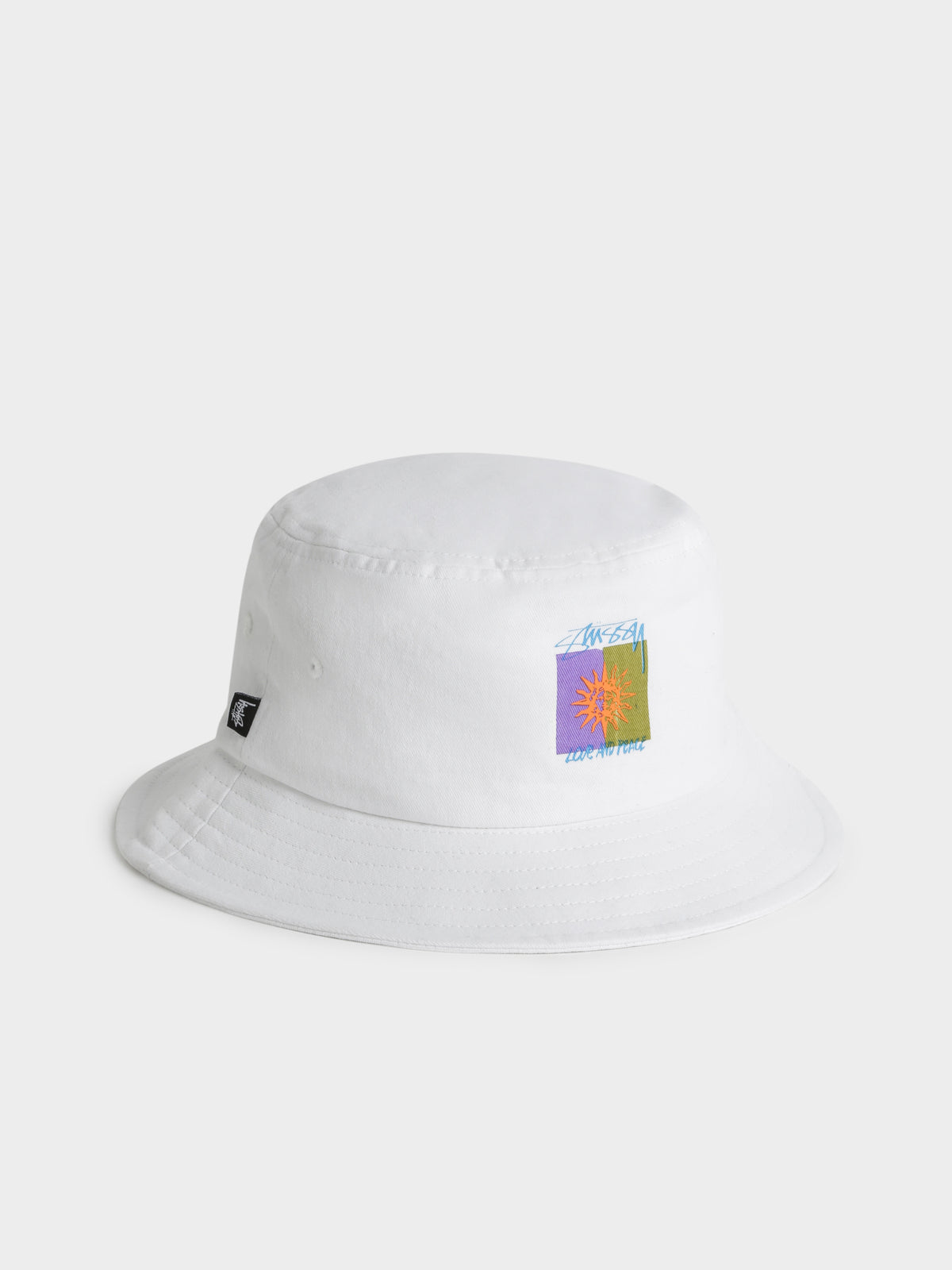 Love &amp; Peace Bucket Hat in White