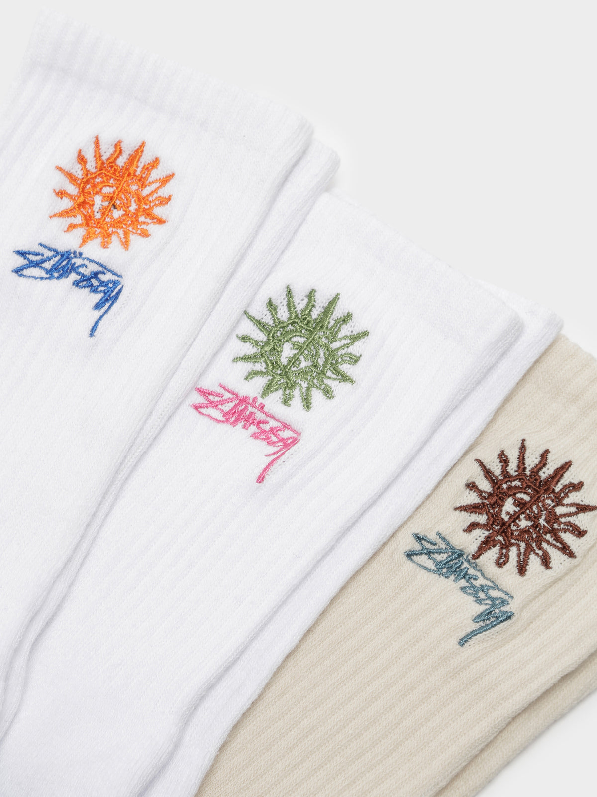 Stussy 3 Pairs of Love & Peace Crew Socks | Multi