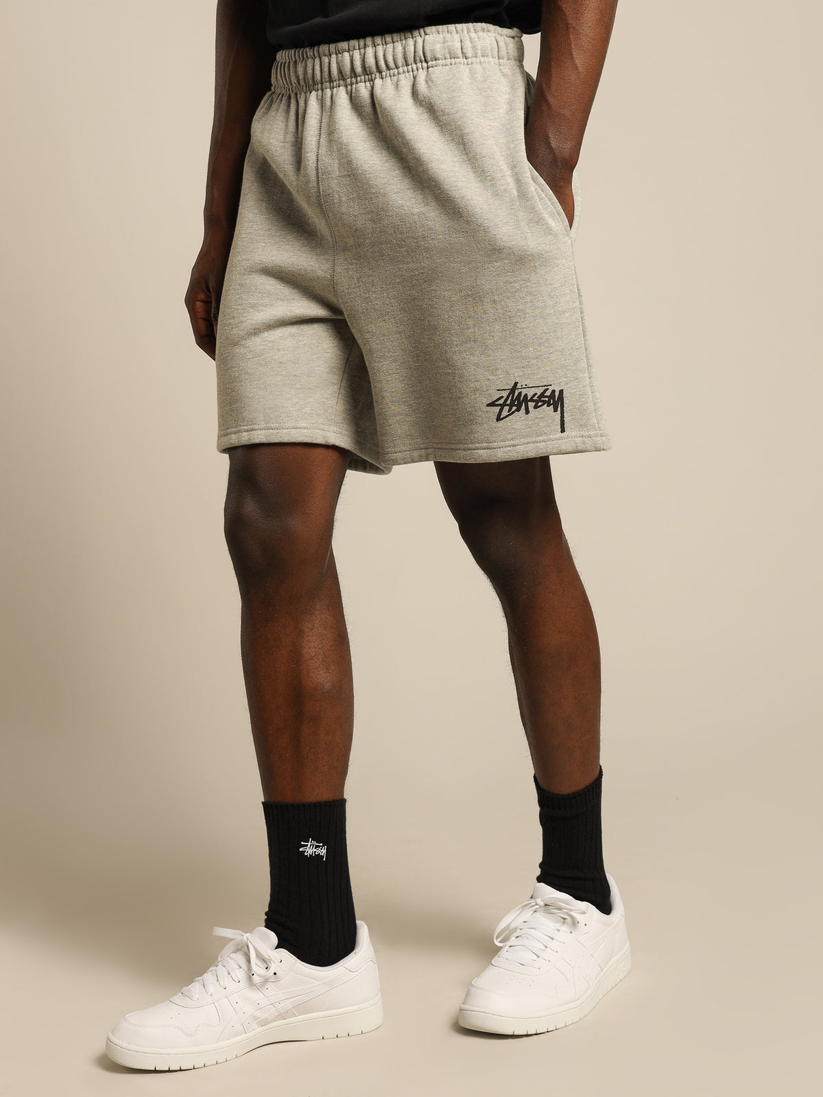 Stock Terry 50/50 Shorts in Grey Marle