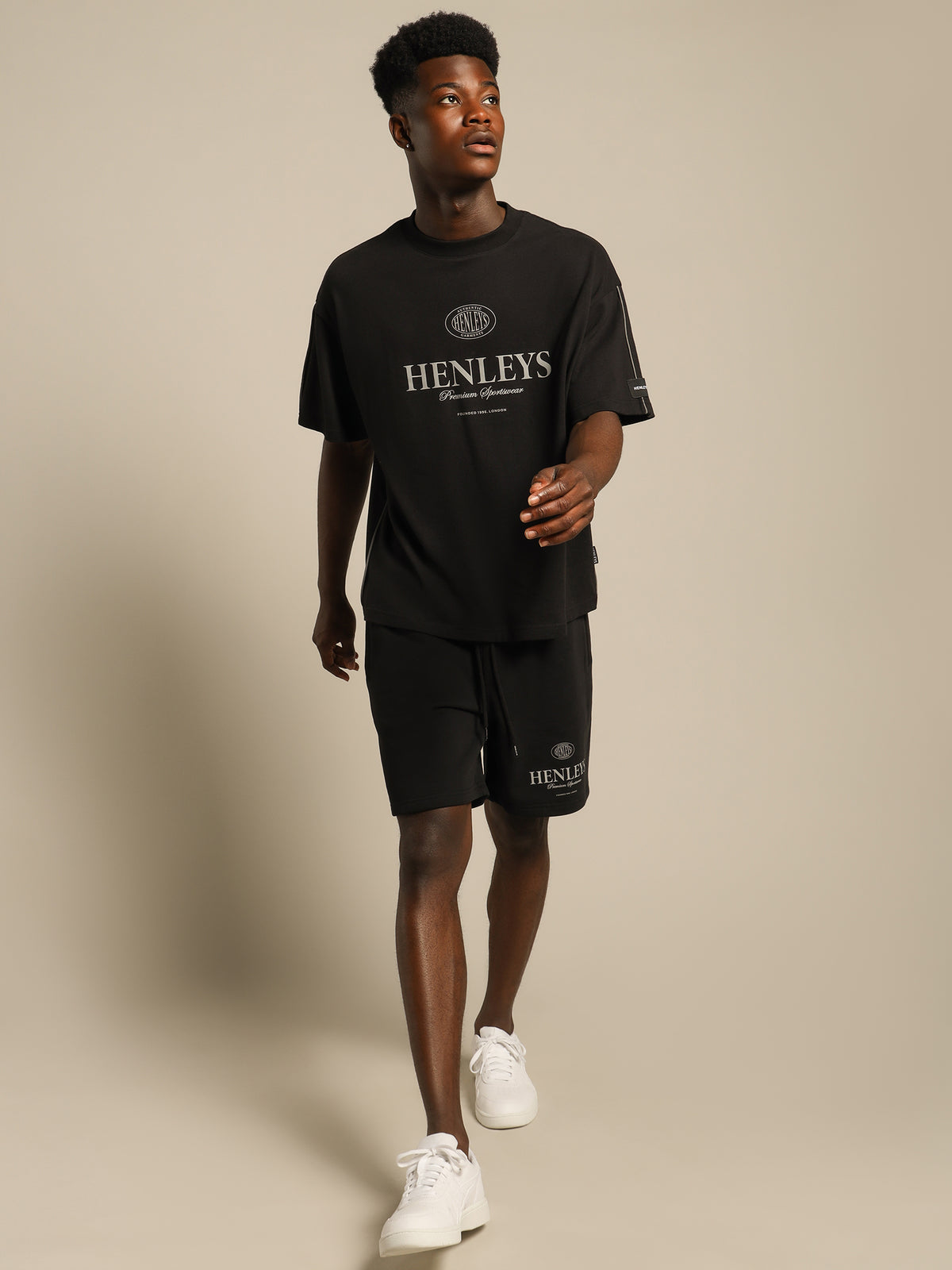 Varsity Reflective Box T-Shirt in Black