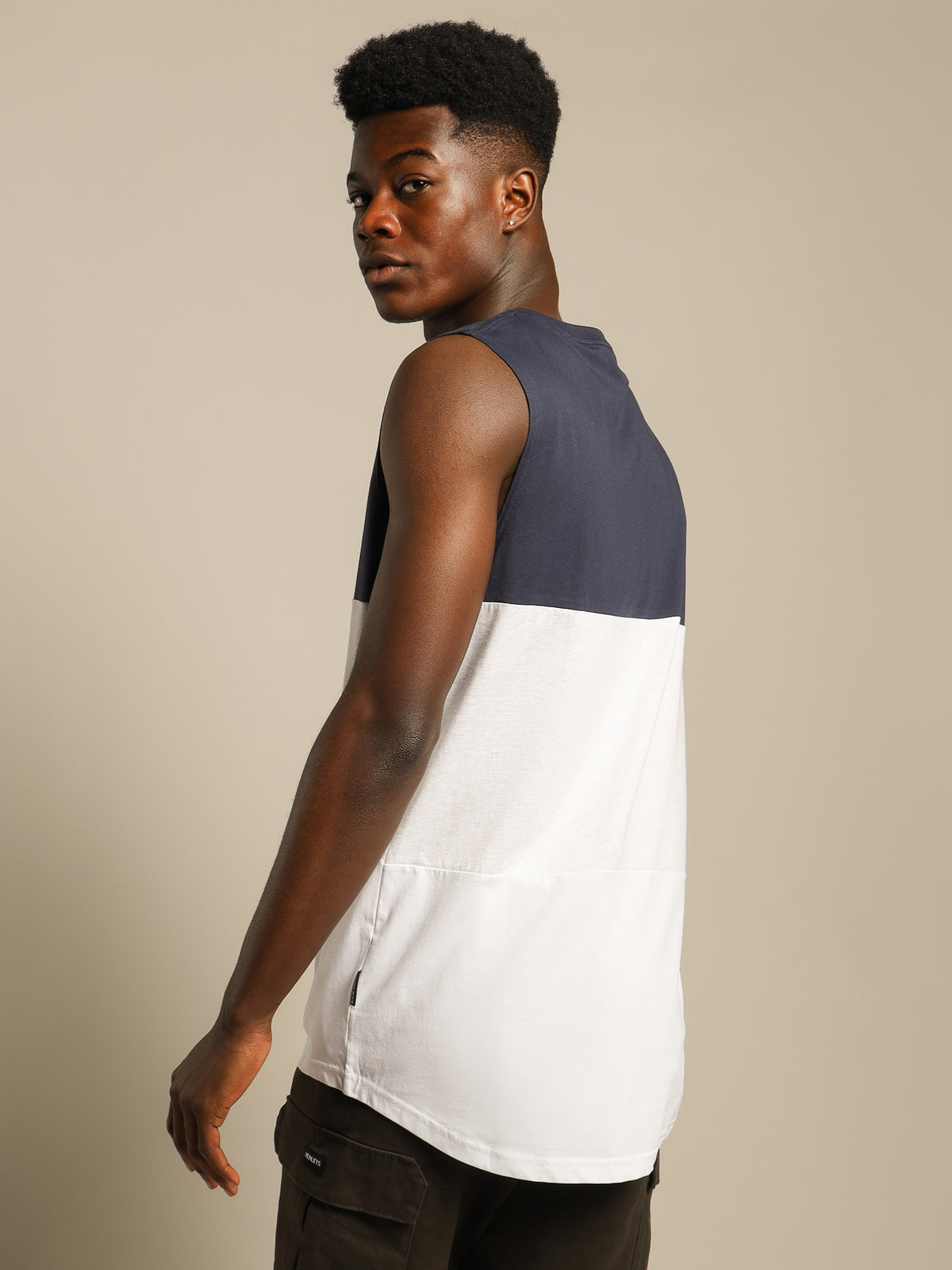 Rebellion Loose Muscle Shirt in Navy