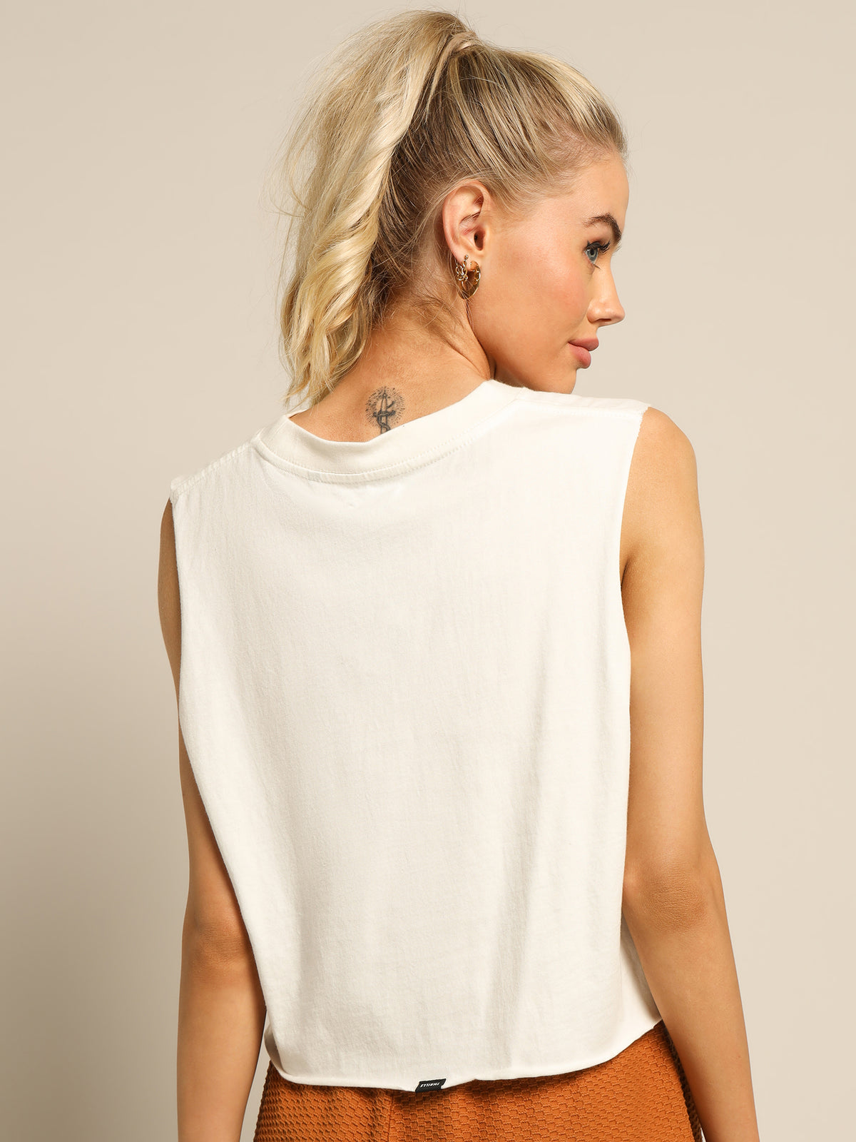 Brigade Crop Muscle Tank in Dirty White